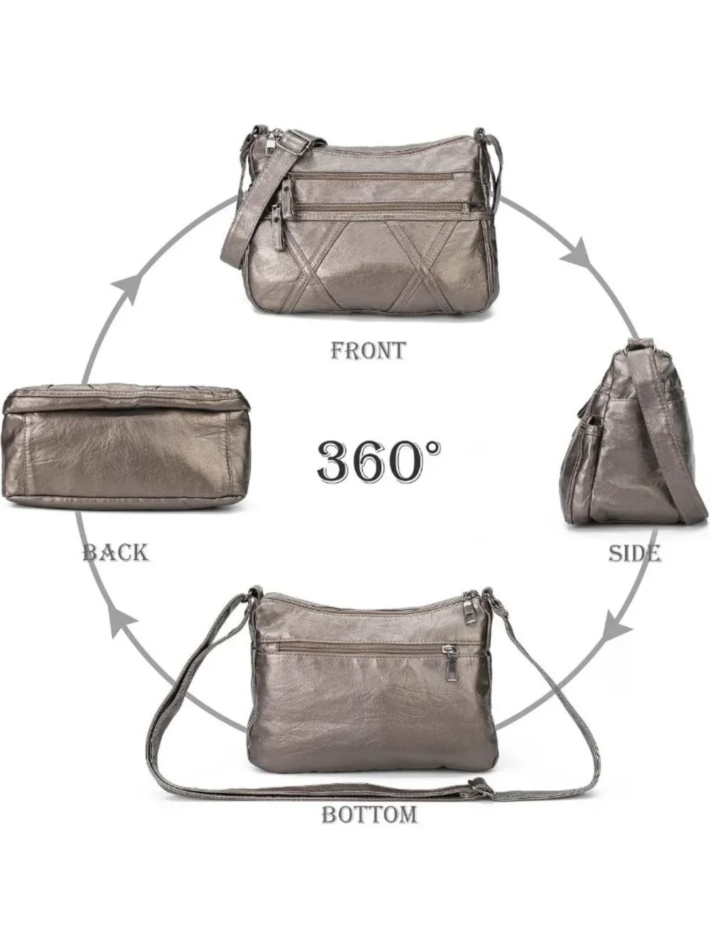 Small Vegan Crossbody Bag for Women - Lightweight, Classic Design, Multiple